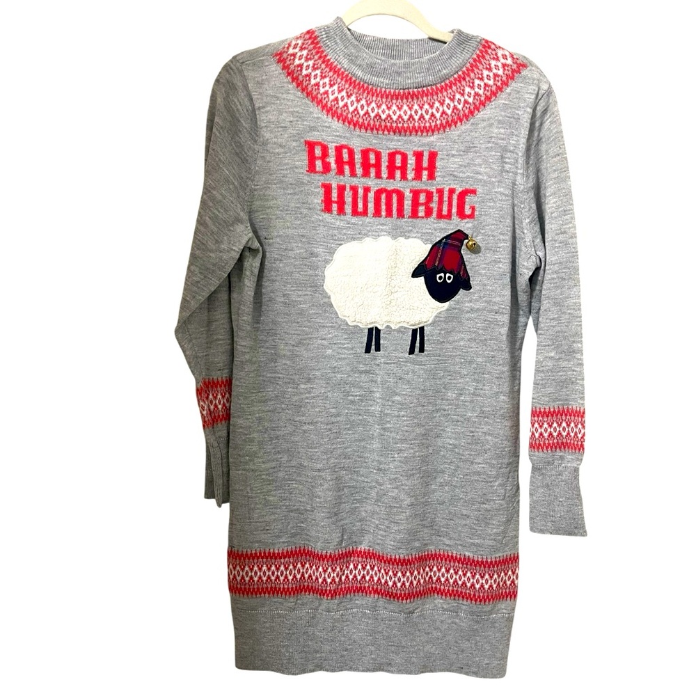 ❤️Rockin around Gray 'Baaah Humbug' Sheep Sweater Dress